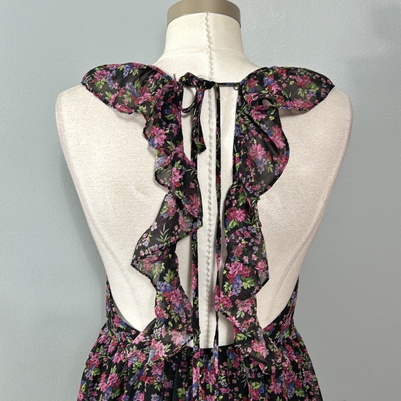 Zara Chiffon Floral Ruffle Strap Layered Skirt size XS - Picture 10 of 11